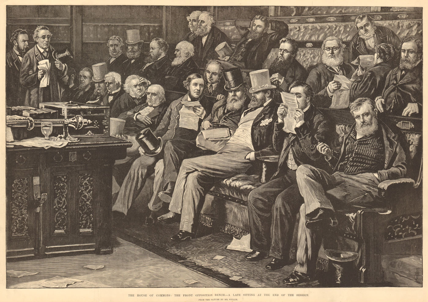 The House of Commons opposition front bench. A late sitting London Politics 1880